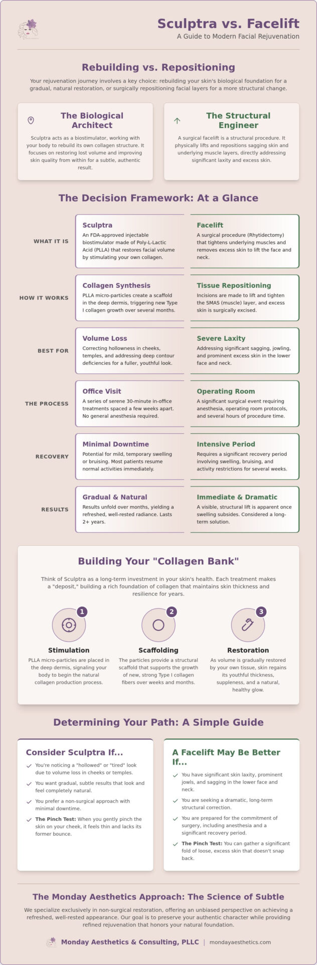 Sculptra vs. Facelift: A Sophisticated Guide to Facial Restoration